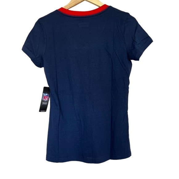 NWT NFL New England Patriots Red & Blue V Neck Short Sleeve Top M - Picture 5 of 5